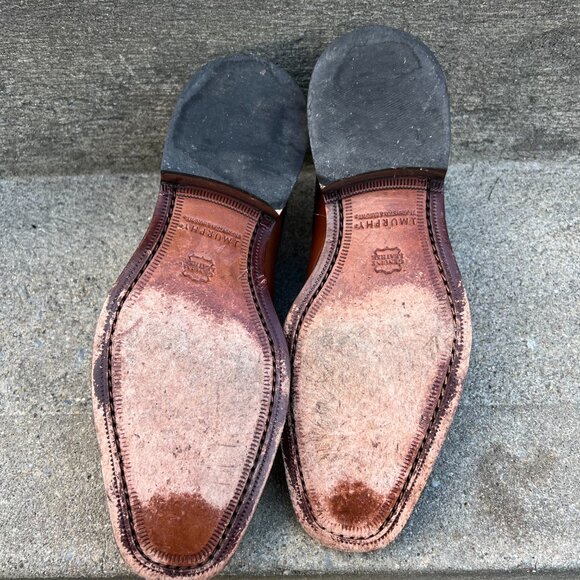 Johnston & Murphy 9.5M Tan Brown Leather Brogue Ellisworth Lace Up Dress Shoes - Picture 7 of 10